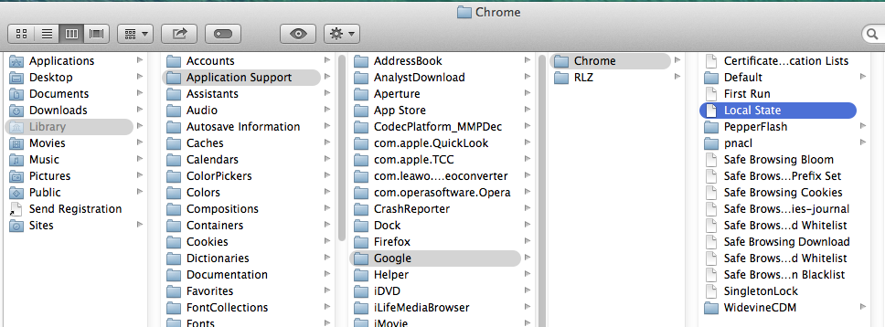 Screencap showing the string of folders