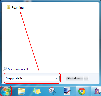 Screencap showing the search field and resulting folder