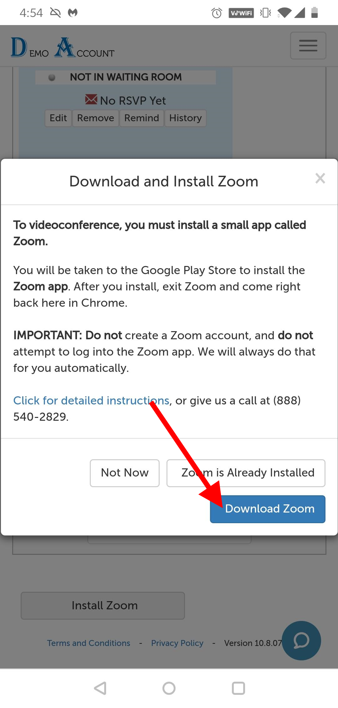 Download and Install Zoom message
