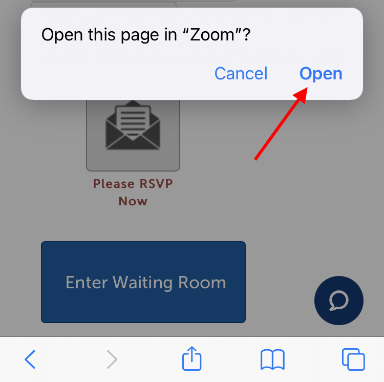 Arrow pointing at "Open"
